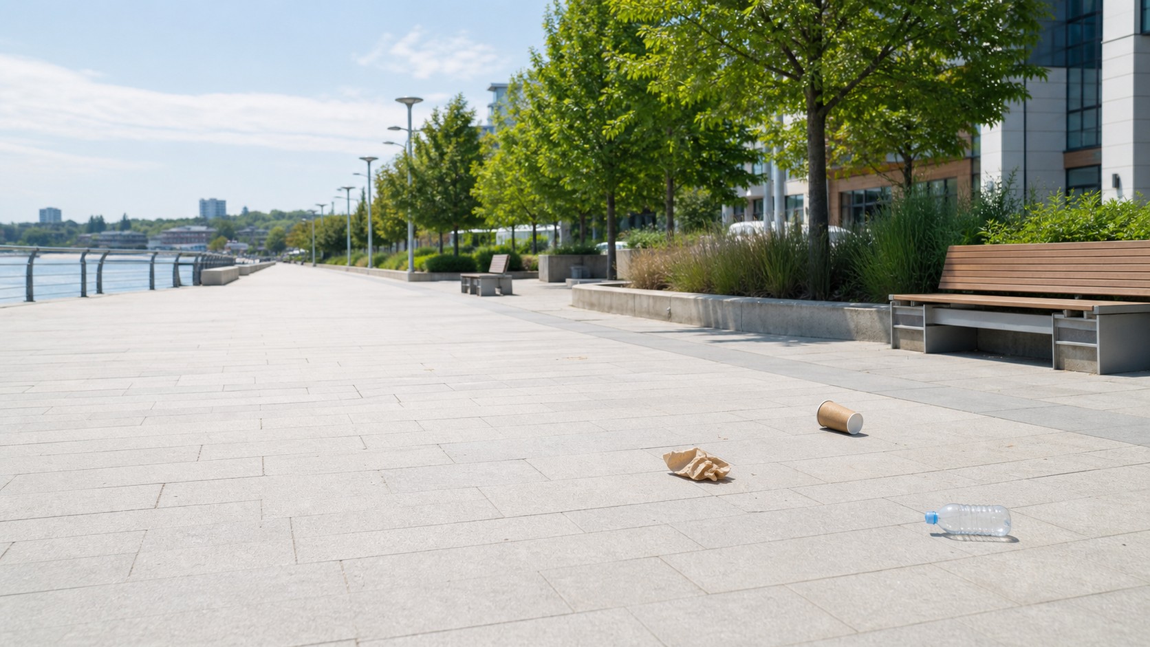 Litter on a city street.